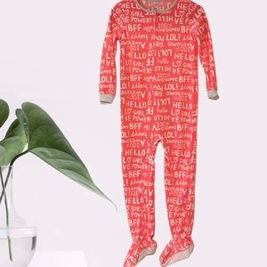 Carter's Girl Size 7 Pink Long Sleeve Fleece Graphic "BFF LoL" Zip Sleeper